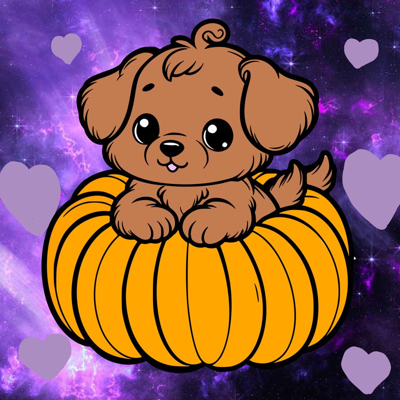 cute little puppy in a pumpkin