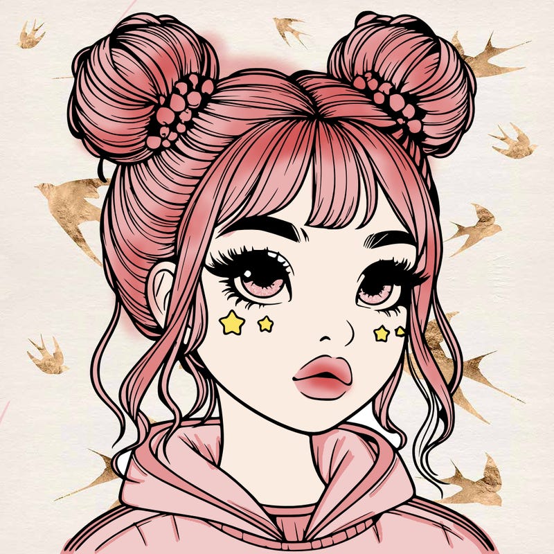 realistic girl with space buns