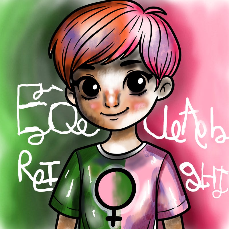 girl with pixie cut and feminist shirt