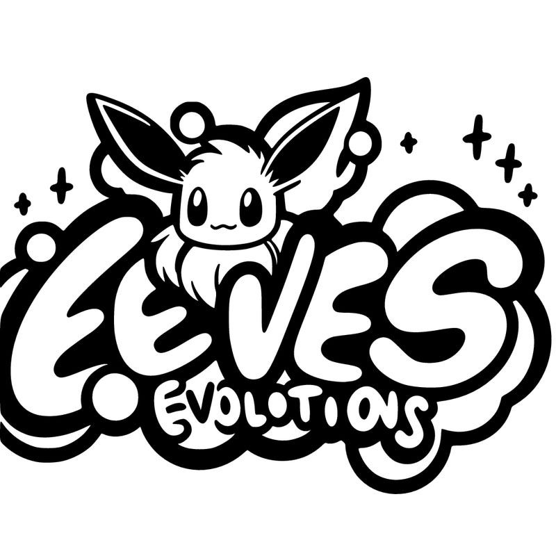 the word eevees evoloutions in bubble letters