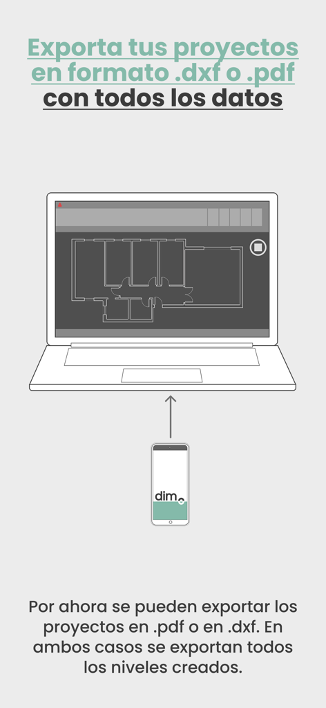 di-mo - Exporting floor plans from mobile to desktop in DXF and PDF formats using the di-mo app