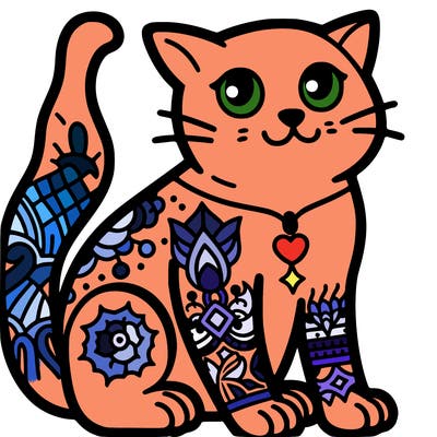 cat with tattoos