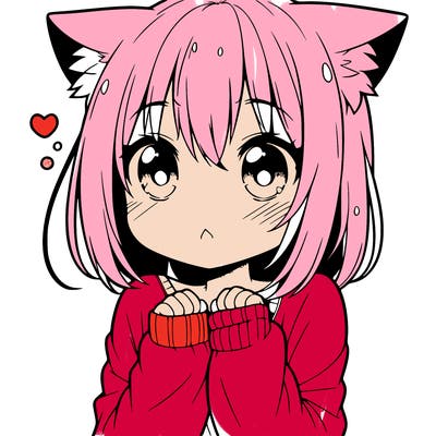 shy anime catgirl