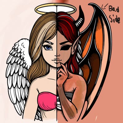 realistic angel half demon