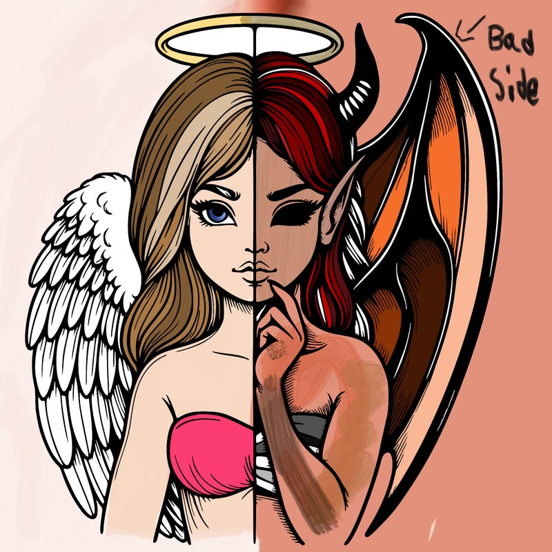 realistic angel half demon