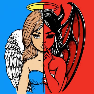 realistic angel half demon