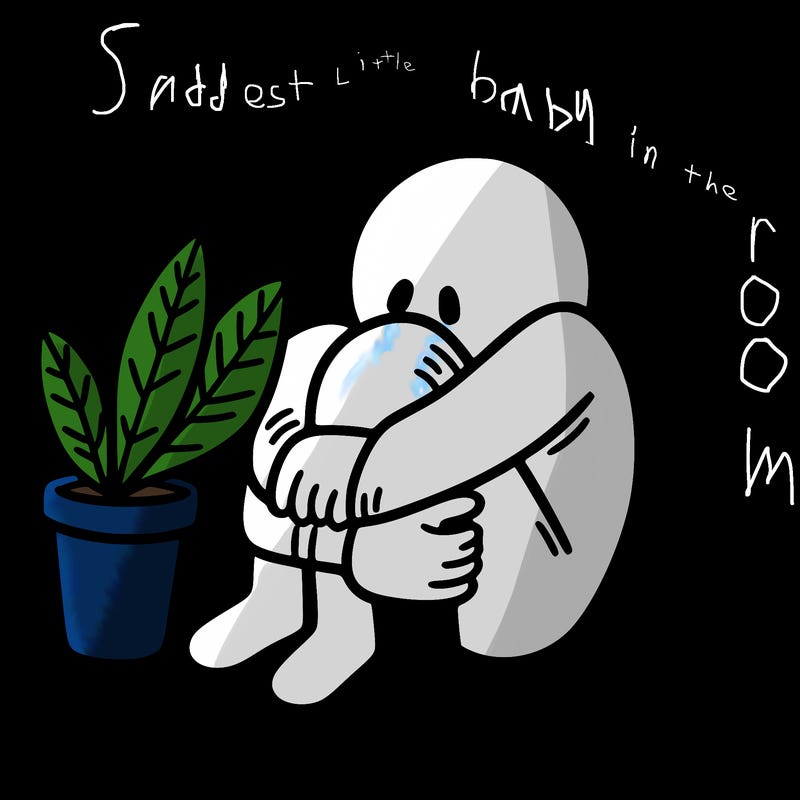 person curled up cant see face in corner