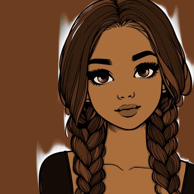 realistic girl with braids