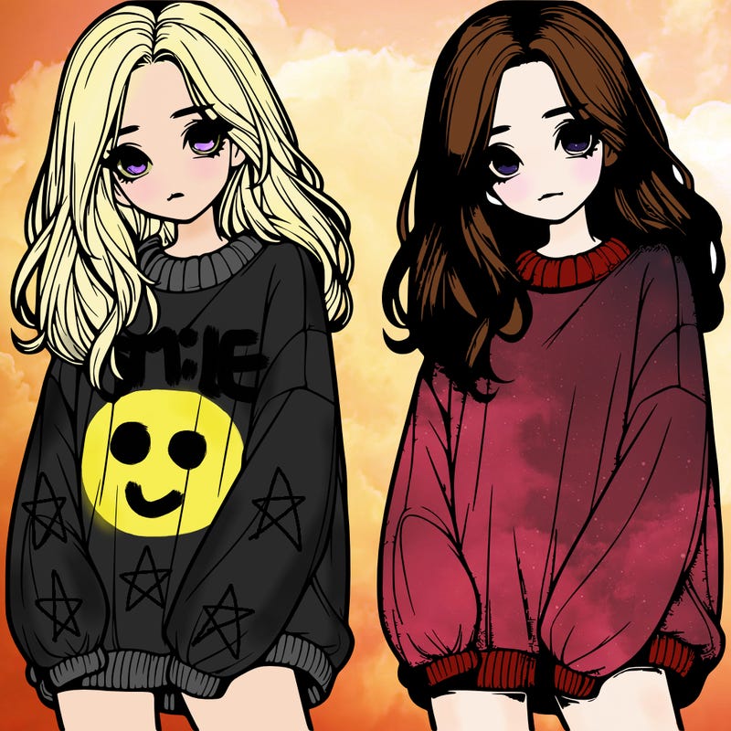 realistic girl with baggy sweater