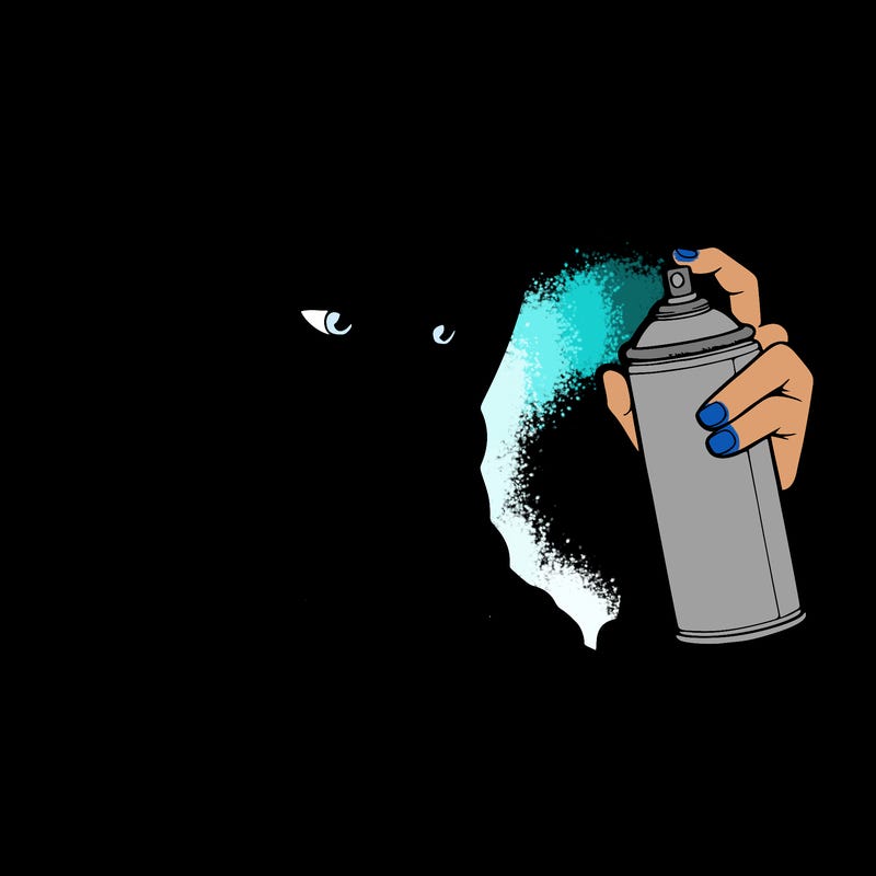 a realistic girl, spray painting