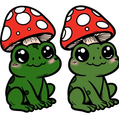 frog with a mushroom hat