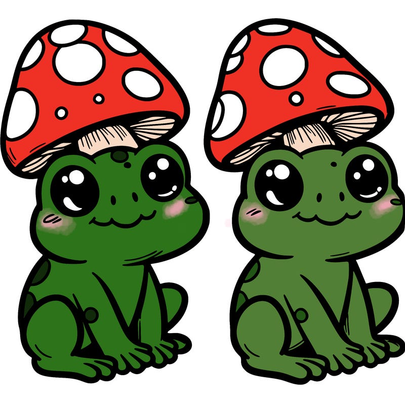 frog with a mushroom hat