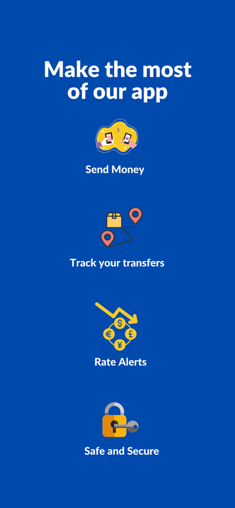 Supersonicz - Key features of the Supersonicz app including send money track transfers rate alerts and secure transactions