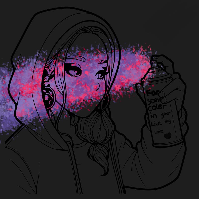 a realistic girl, spray painting