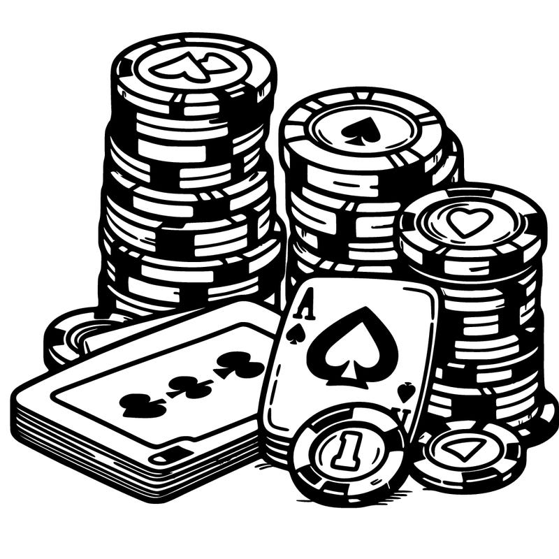 deck of cards and tower of poker tokens