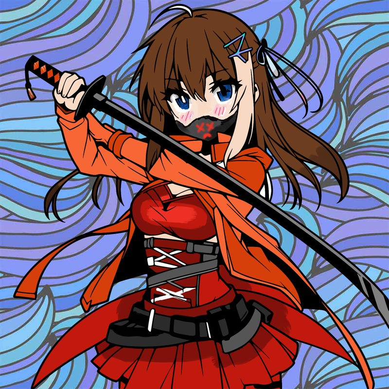 anime girl with sword in cool pose