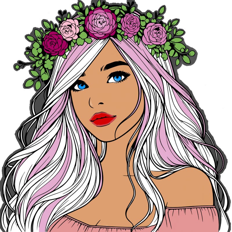 realistic girl with flower crown