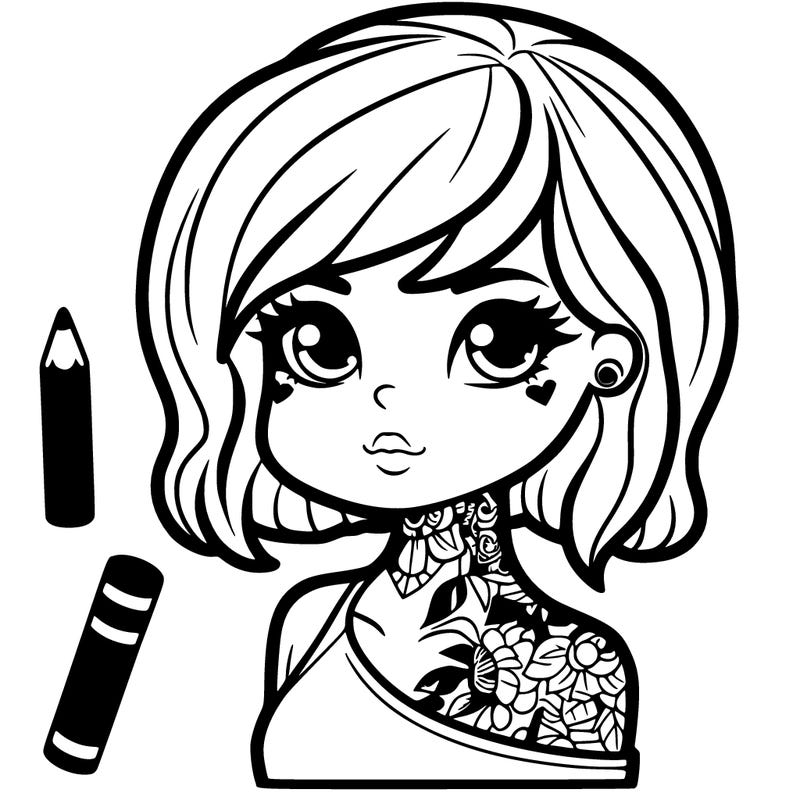 girl with neck tattoo and tattoo sleeve