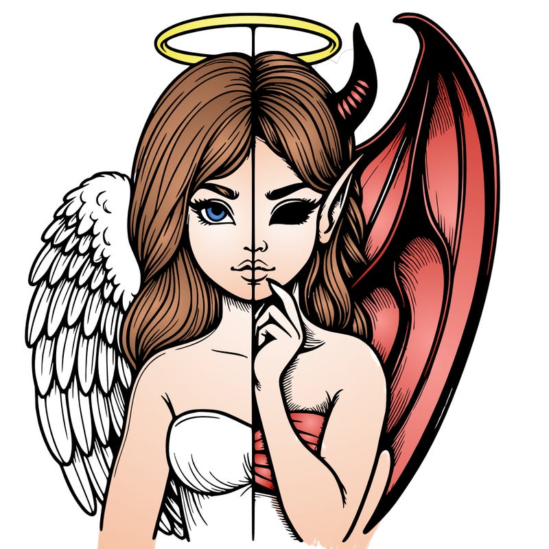 realistic angel half demon