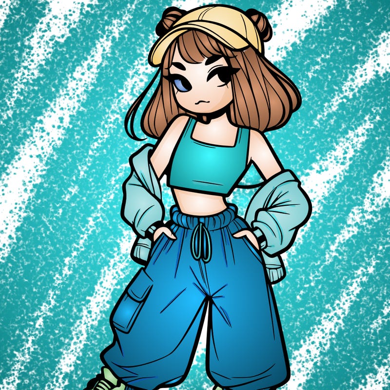 girl in crop top and baggy pants