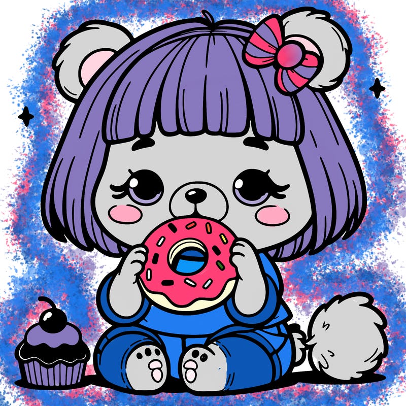 girl bear eating a donut