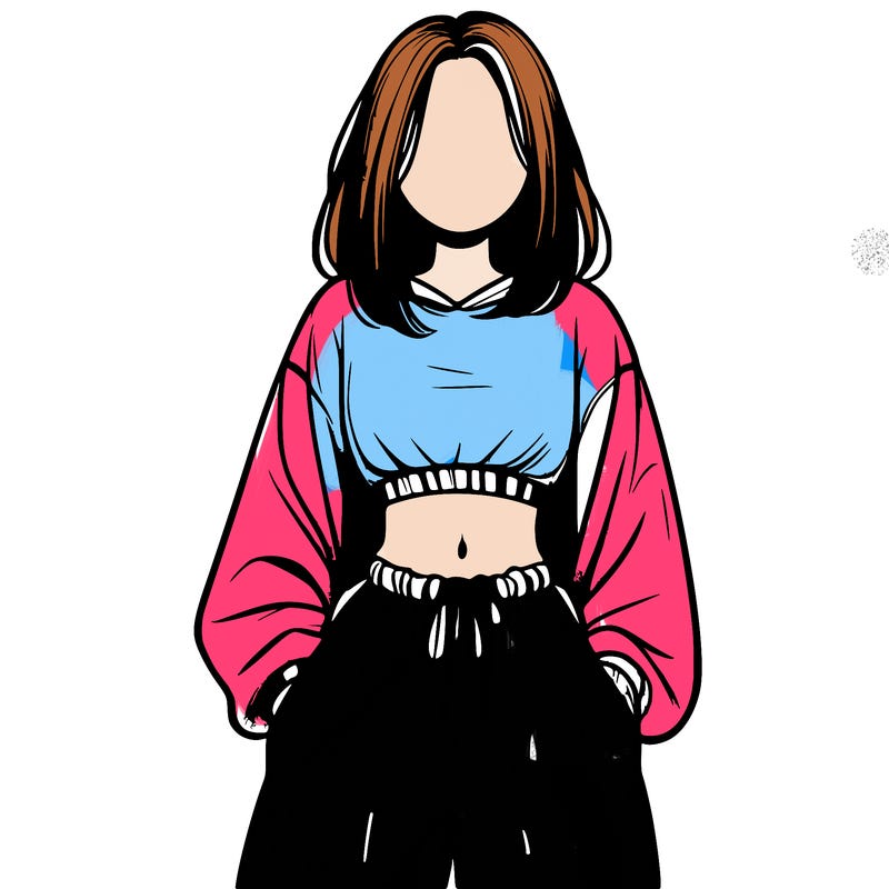 realistic girl faceless with baggy pants and a crop top