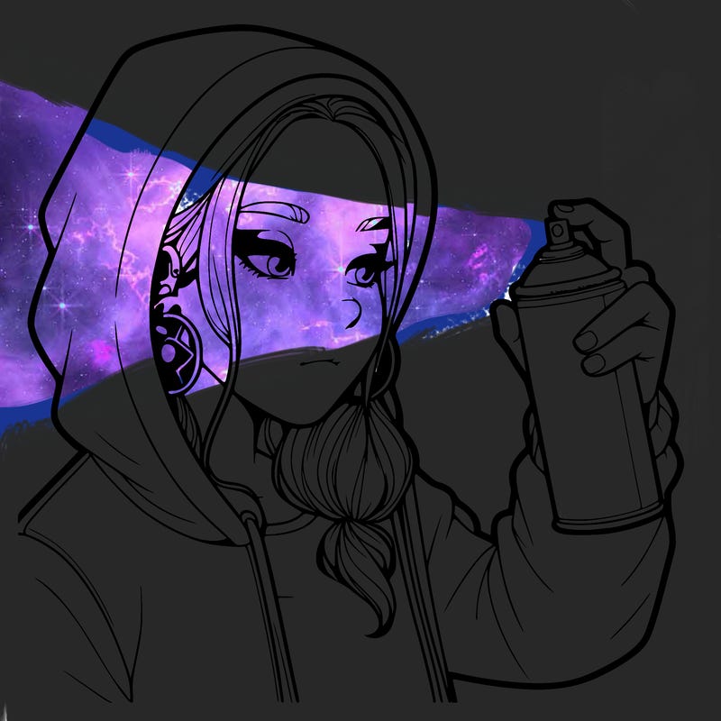 a realistic girl, spray painting