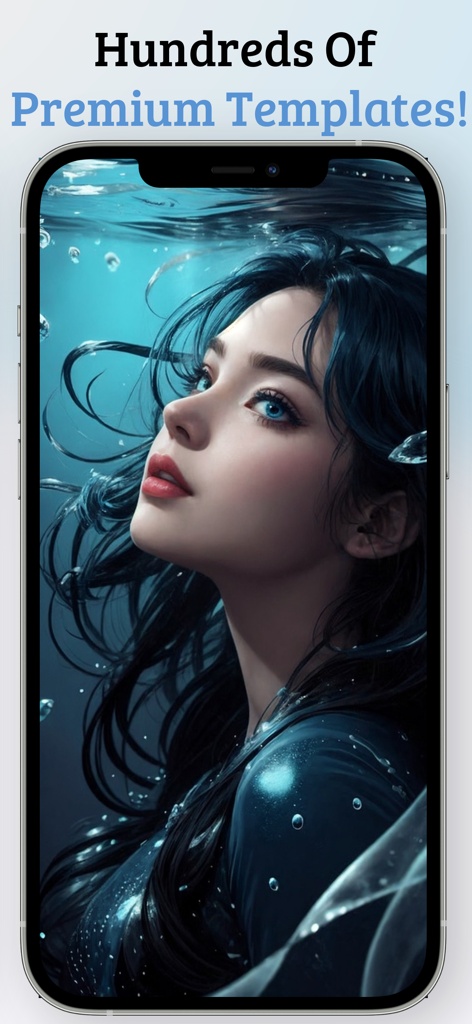 Digital art portrait of a woman underwater created using a Luna AI premium template