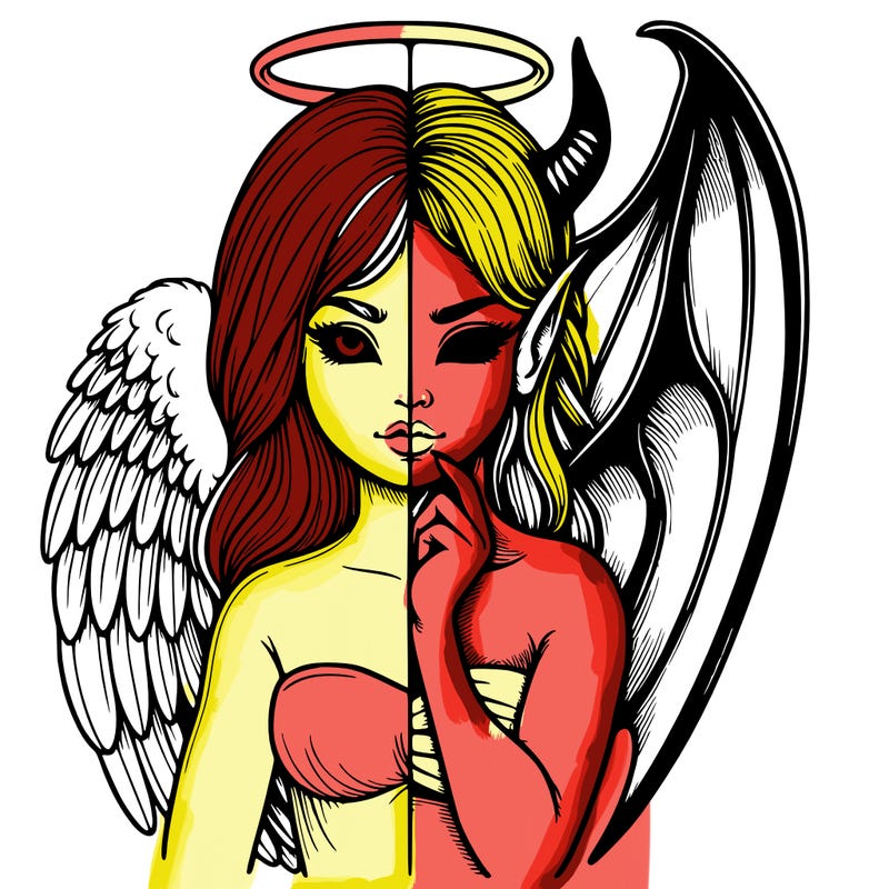 realistic angel half demon