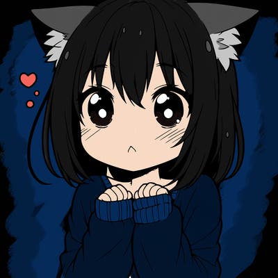 shy anime catgirl