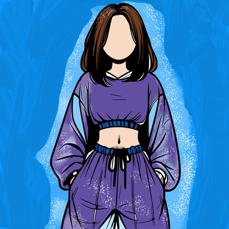 realistic girl faceless with baggy pants and a crop top