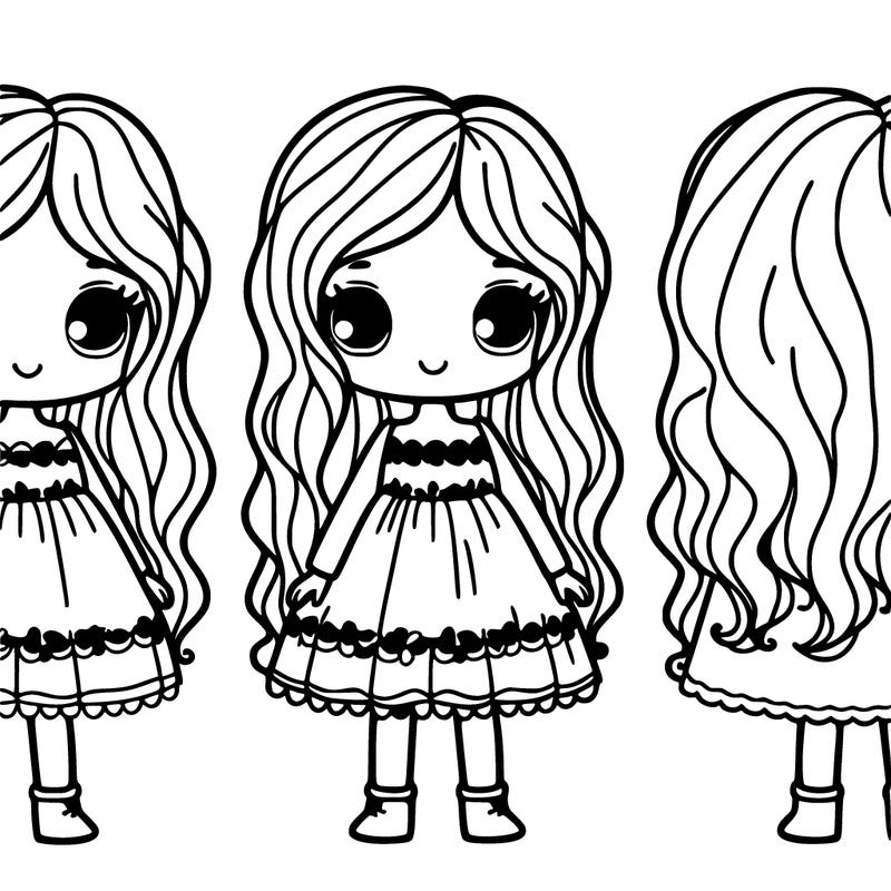 girl with long hair and dress