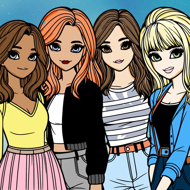 a group of girls realistic