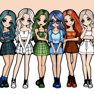 a group of girls realistic