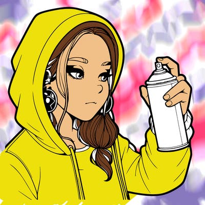 a realistic girl, spray painting