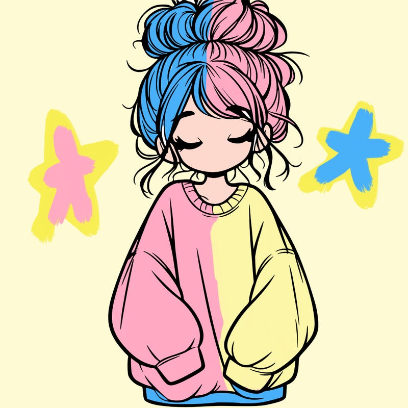 girl with baggy sweatshirt and messy bun