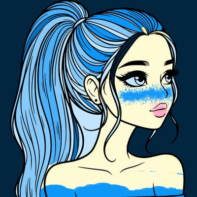 a beautiful and realistic girl with a high pony tail