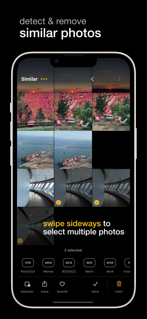 phoom - Photo Manager&Cleaner - Interface of phoom app for selecting and removing similar photos