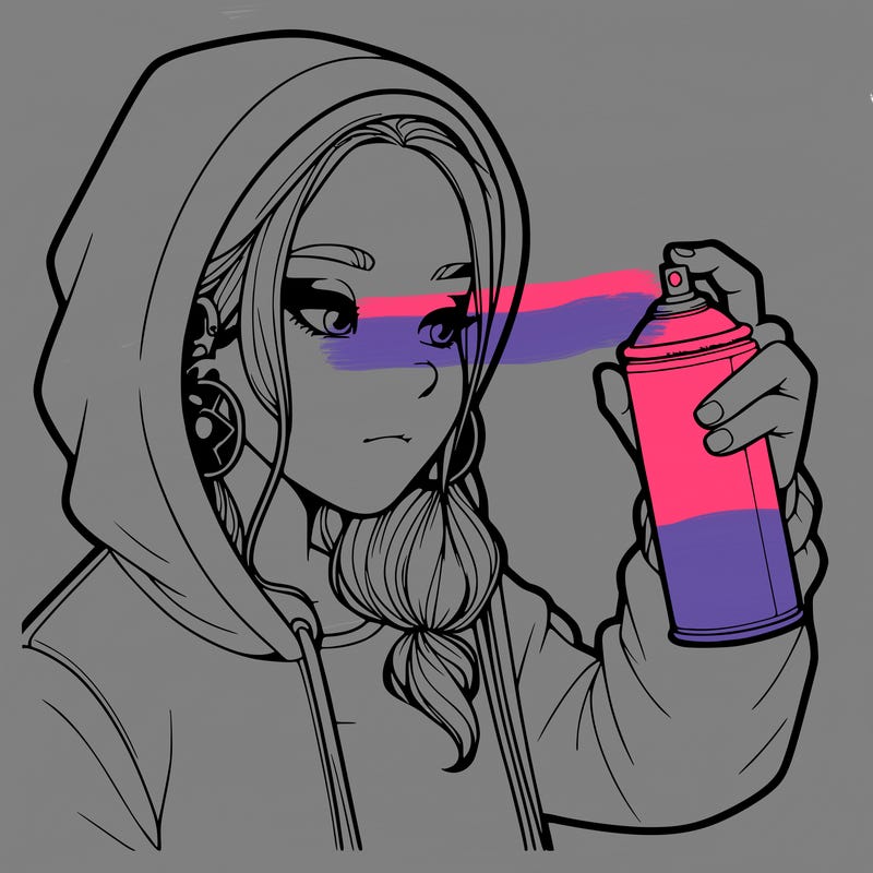 a realistic girl, spray painting