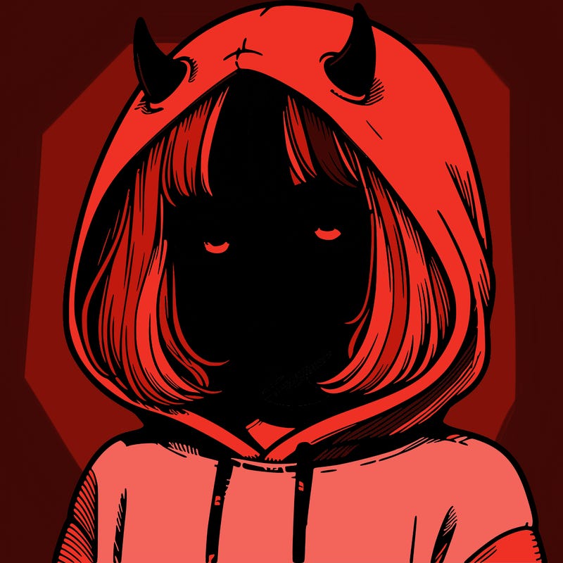 realistic girl with devil hoodie