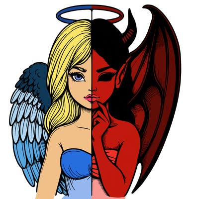 realistic angel half demon