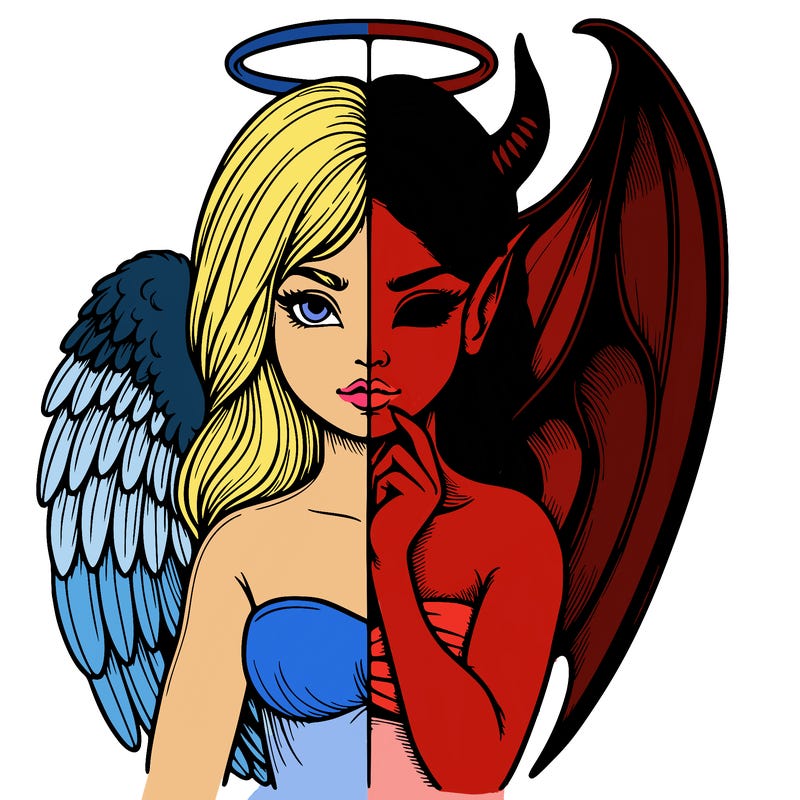 realistic angel half demon