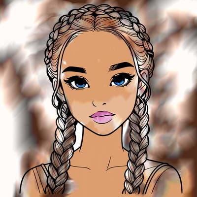 realistic girl with braids