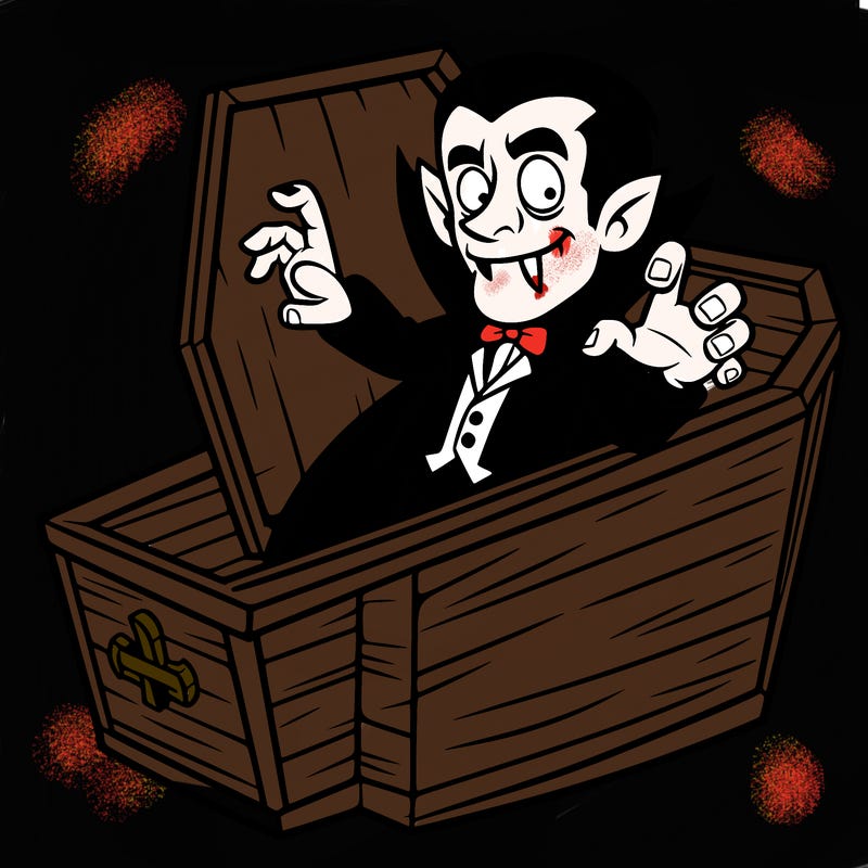 dracula in a coffin