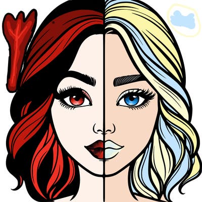 realistic girl split half