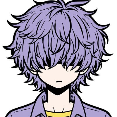 manga boy fluffy hair covering his eyes