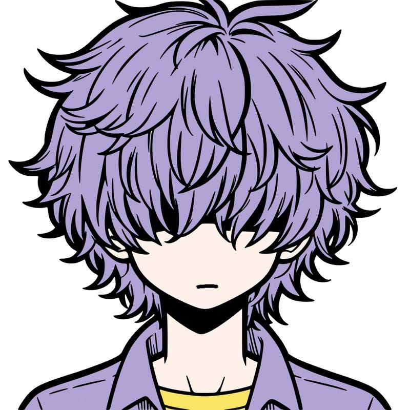 manga boy fluffy hair covering his eyes