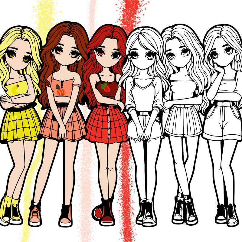 a group of girls realistic