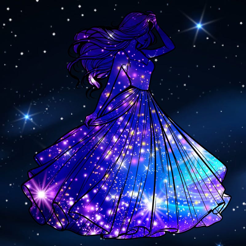 realistic woman with dress flowing in the wind