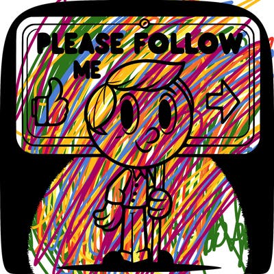please follow me sign